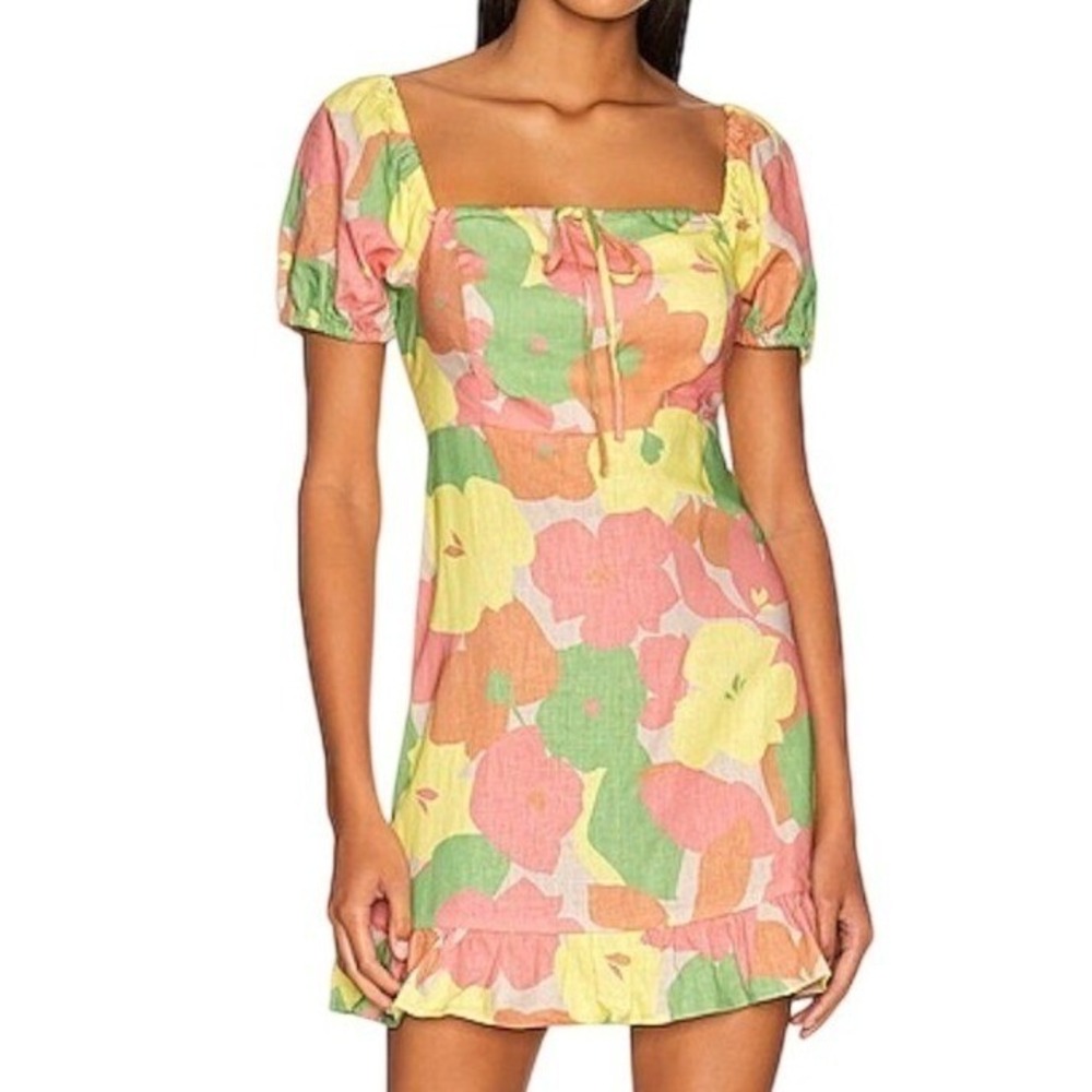 NEW‎ Sanctuary Revolve Women's 6 Fresh Breeze Flower Burst Linen Dress Cottage